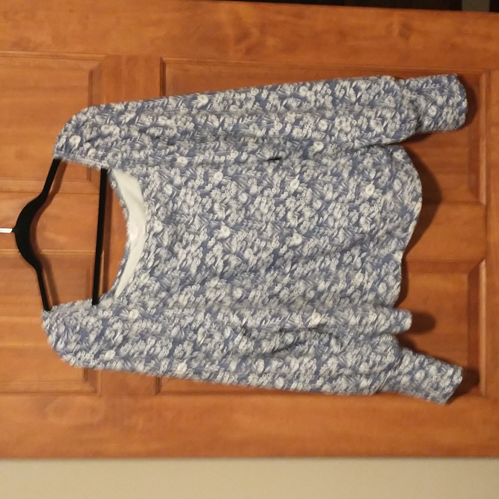 Lauren Conrad women's size 2X cotton blend soft terry fabric puff sleeve top